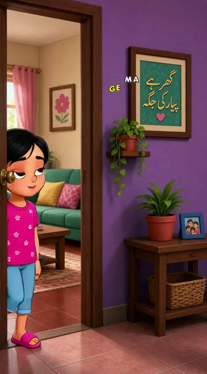 A girl and her mother in a single continuous shot lasting a few… — AI cartoon