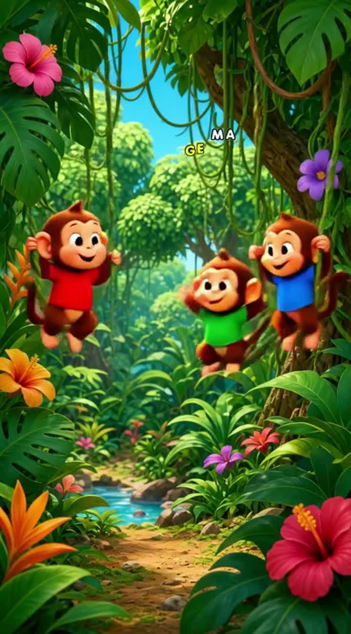 Five adorable baby monkeys with different — AI cartoon