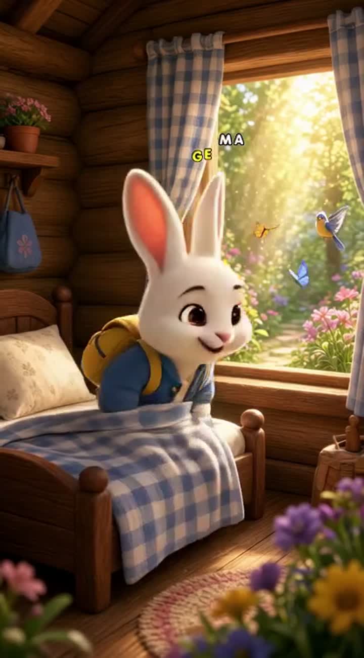 Lولو (Lulu) is a small white rabbit with long ears… — AI cartoon