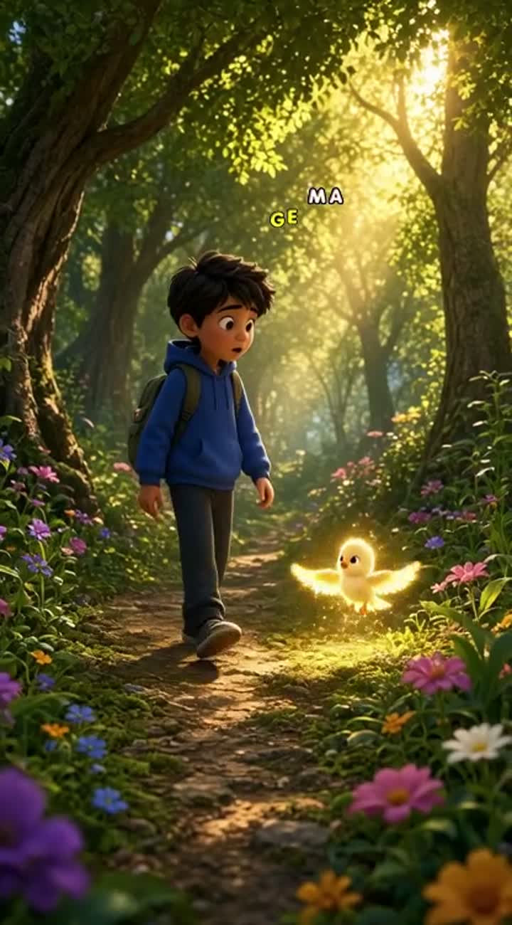 A cute 10-year-old cartoon boy wearing a blue hoodie… — AI cartoon