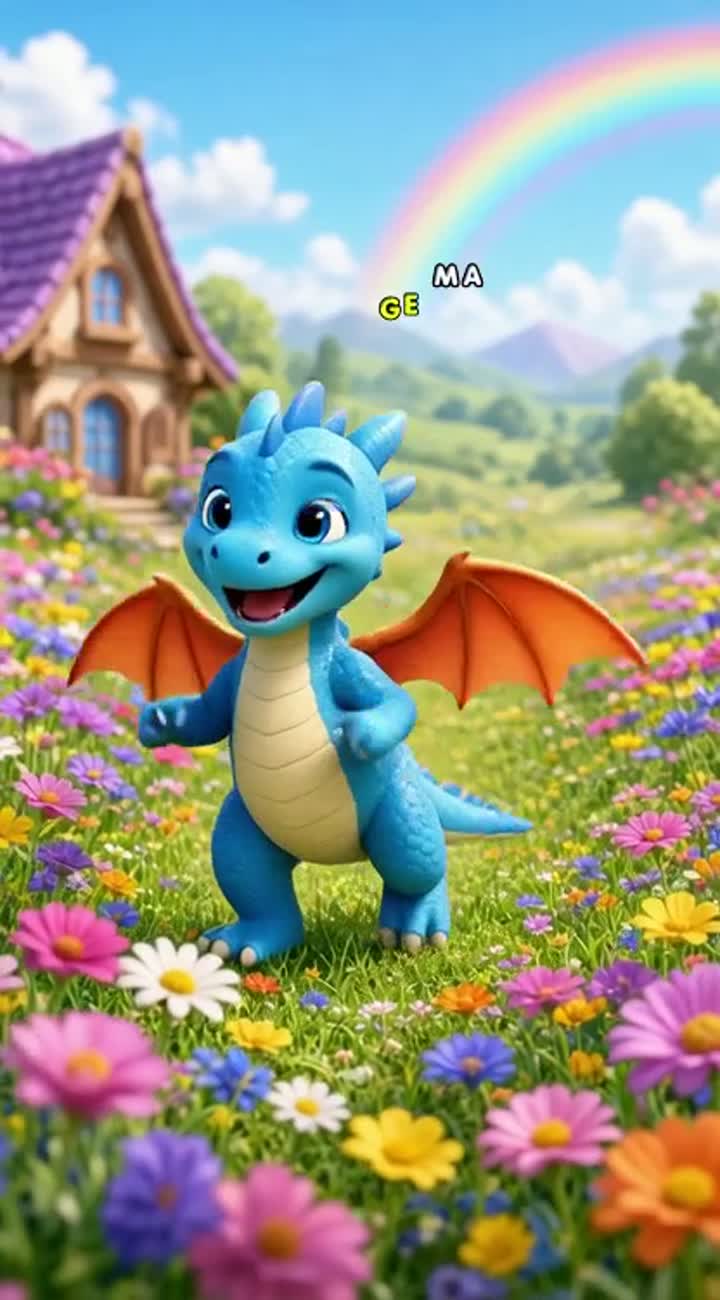 A cute little blue baby dragon with tiny orange wings… — AI cartoon