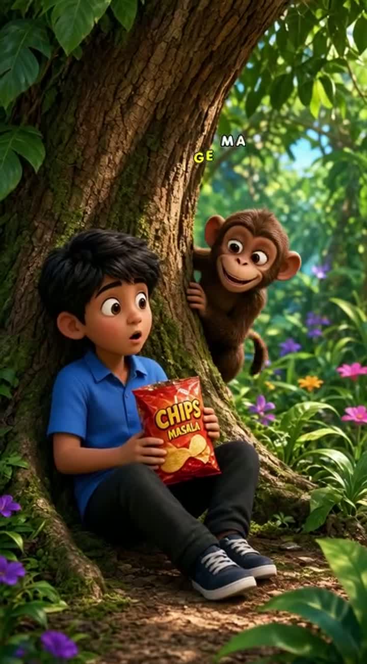 Vibrant colorful 3D cartoon jungle, smooth playful animation — AI cartoon