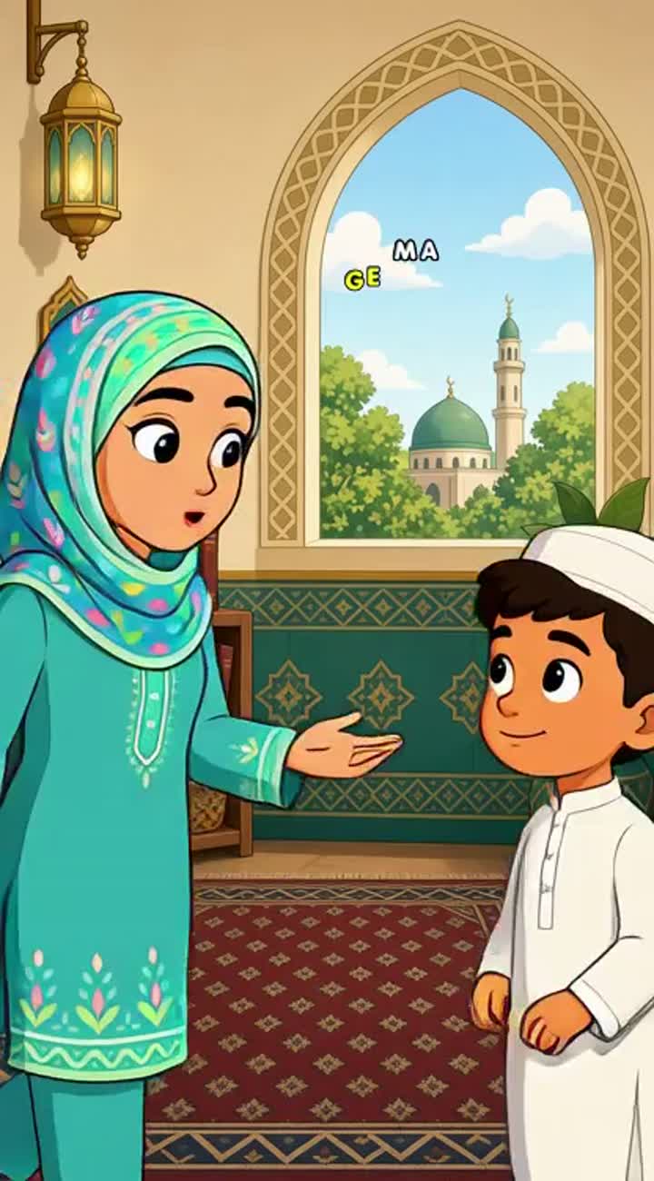 Short, friendly 2D cartoon educational video about kindness in Islam — AI cartoon
