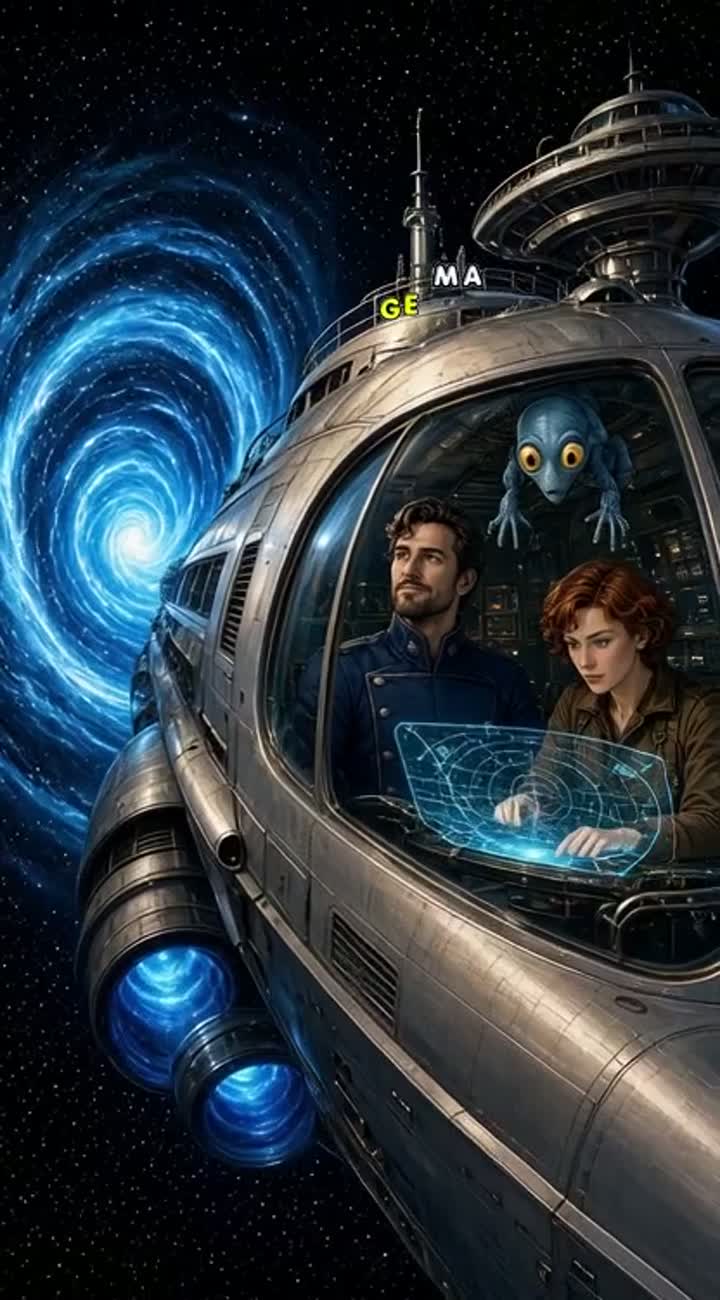 Vibrant retro-futuristic space opera in the style of 1970s… — AI cartoon