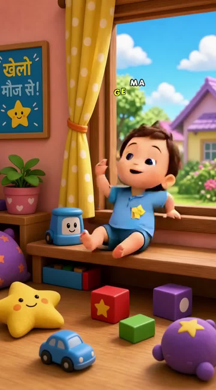A funny 3D cartoon baby speaking Hindi, making silly faces… — AI cartoon