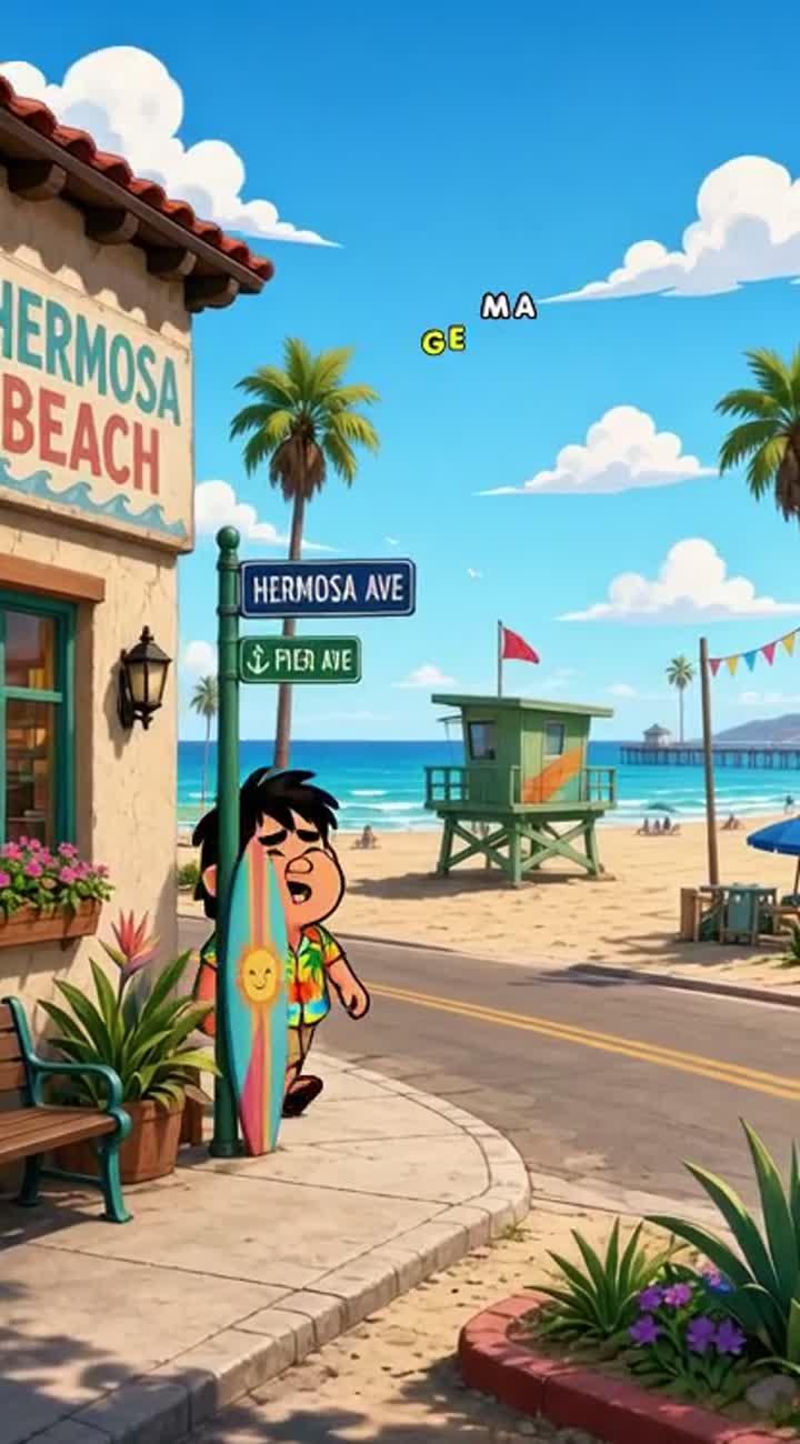 Hermosa beach Adventures of Petey the Mexican Pete… — AI cartoon
