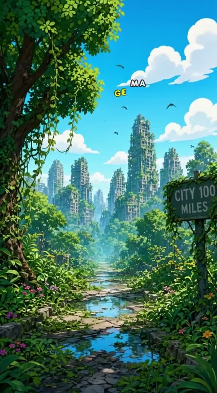 The World 100 Years After Humans Disappear — AI cartoon