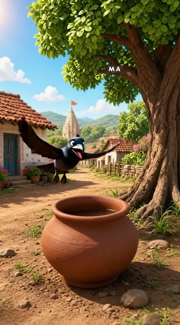 Vertical 9:16, colorful 3D cartoon for a Marathi storytelling… — AI cartoon