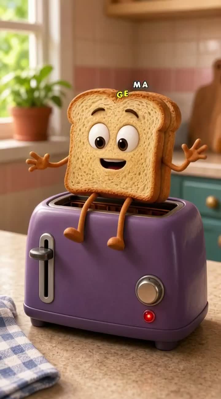 Sandwich coming out of a toster and when i comes out i can get… — AI cartoon