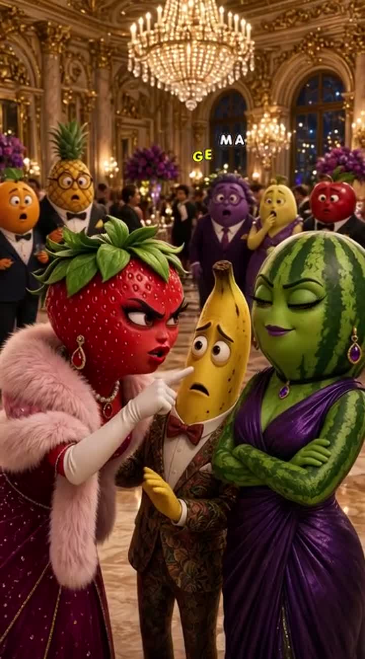 Expressive faces, and anthropomorphic fruit characters — AI cartoon