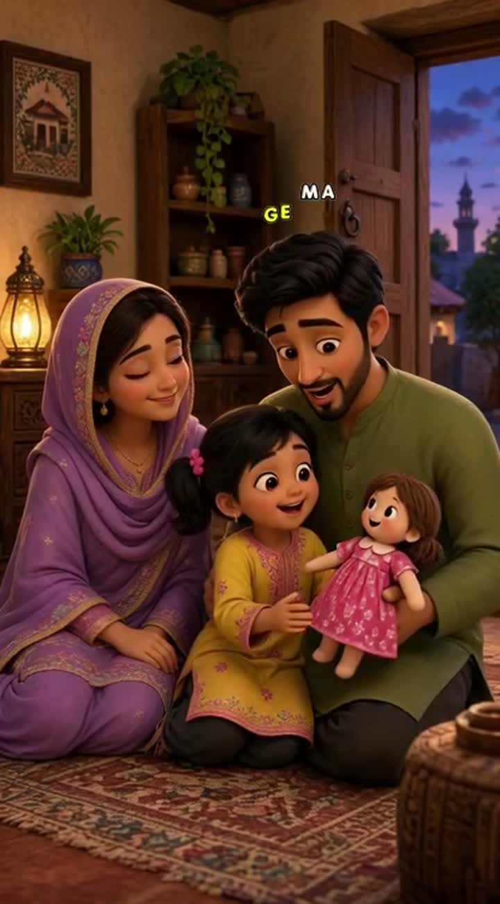 Zoya is a little adorable girl, her mother Fatima wears… — AI cartoon