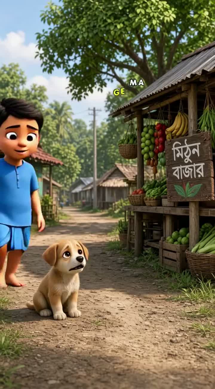 Funny and emotional 3D cartoon story set in a small village… — AI cartoon