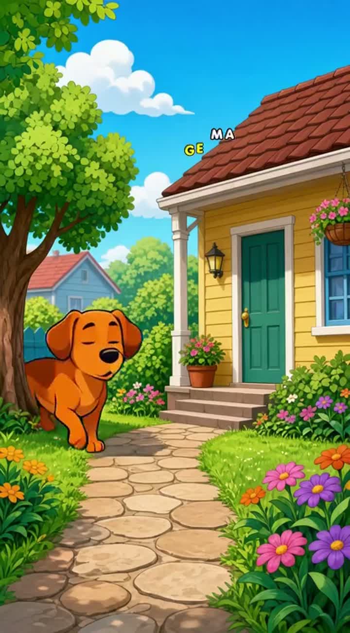 A brown-coloured dog talks and laughs expressively… — AI cartoon