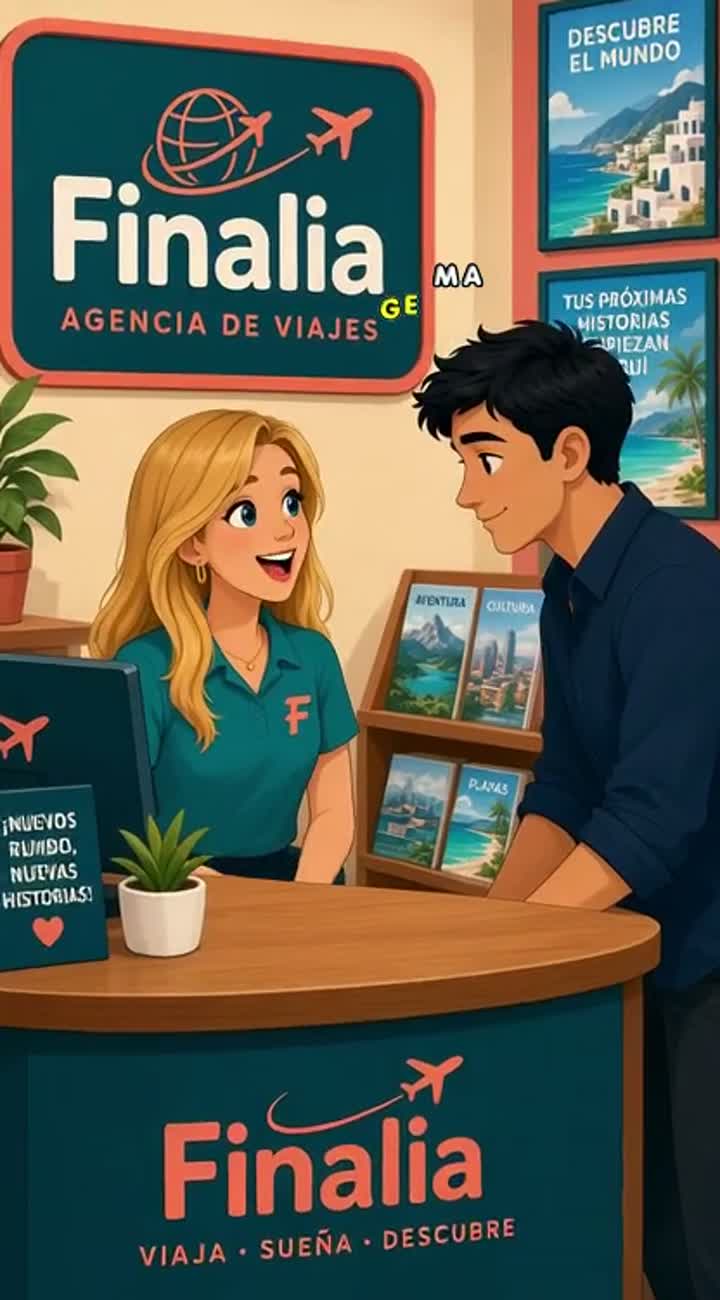 Mujer rubia de 20 años con ojos azules y delgadita y hombre pelo… — AI cartoon