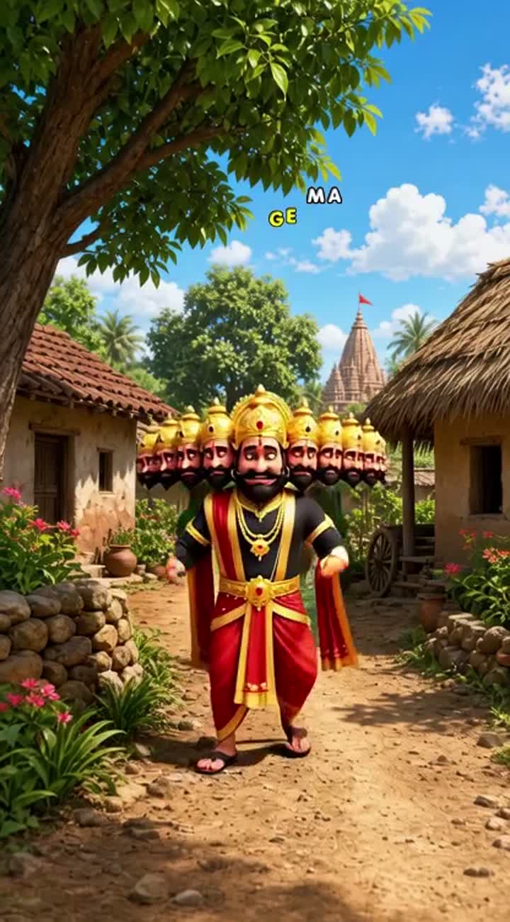 High-quality 3D cartoon animation in a cinematic Indian village… — AI cartoon