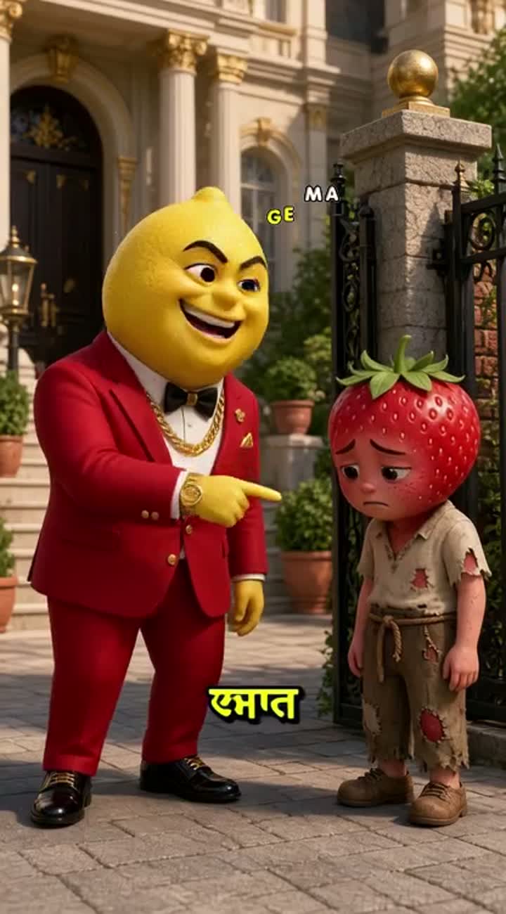 Story: Rich Lemon Boy vs Poor Strawberry Boy — AI cartoon