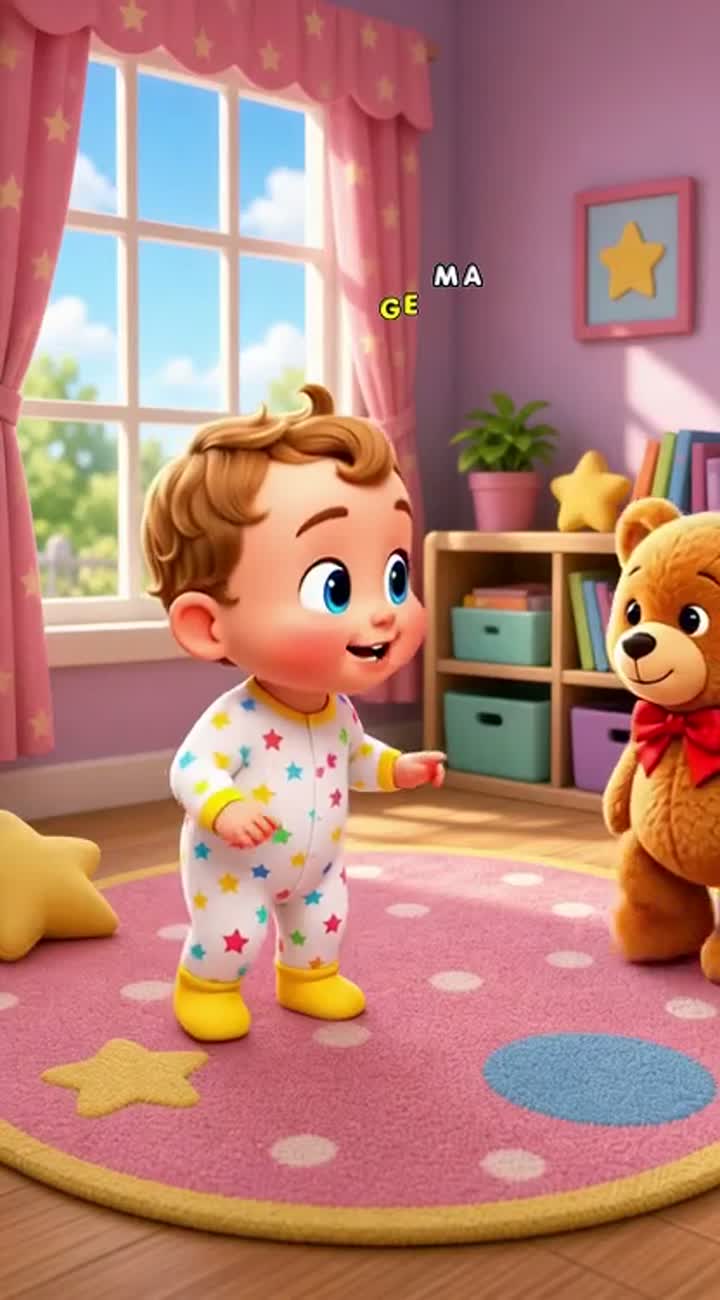 Baby and Teddy's First Meeting — AI cartoon