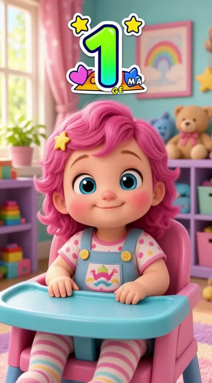 Cute 3D animated baby character with big blue eyes, rosy cheeks… — AI cartoon