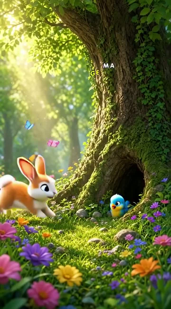 The Little Rabbit and the Lost Bird — AI cartoon