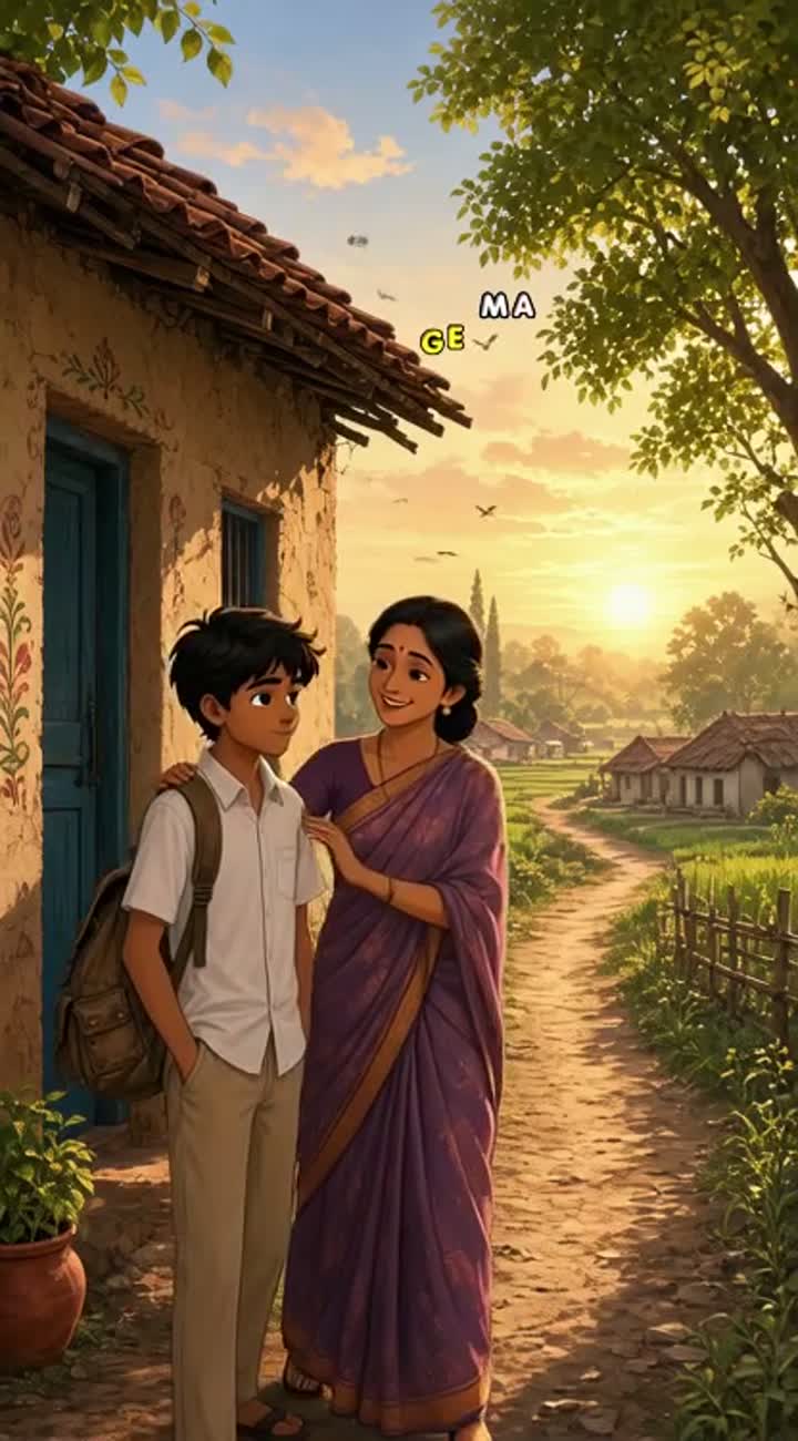A beautiful early morning in a small Indian village — AI cartoon