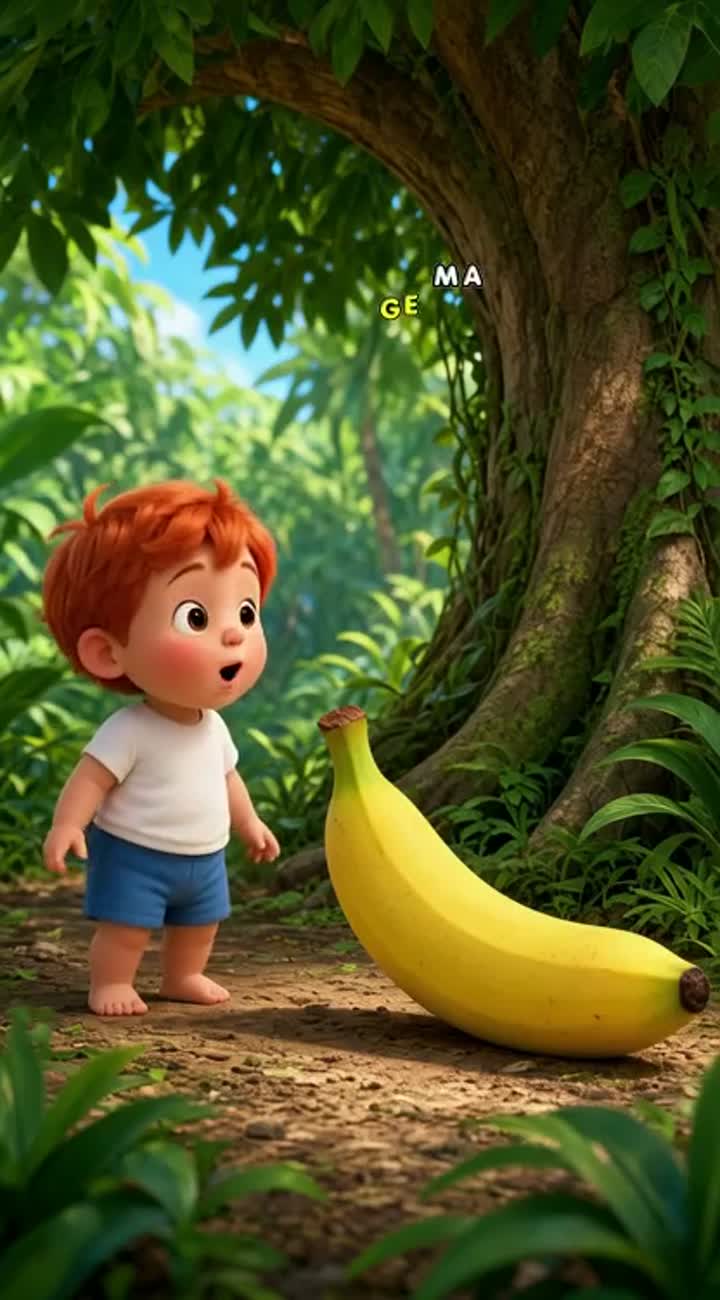 A cute chubby baby boy with orange hair, big brown eyes… — AI cartoon