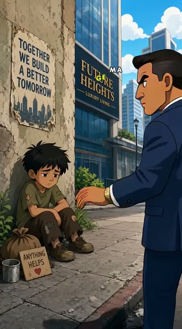 The story of the poor being pushed aside — AI cartoon