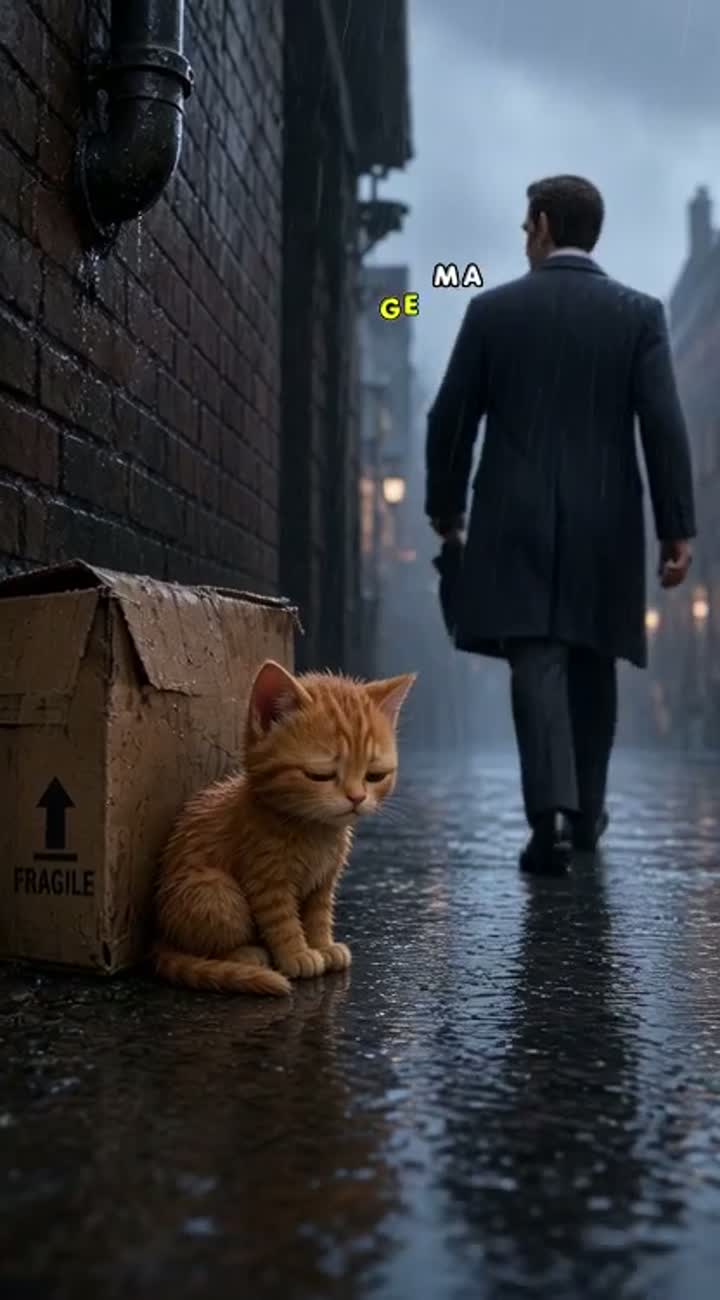 The Tiny Cat Who Saved a Millionaire — AI cartoon