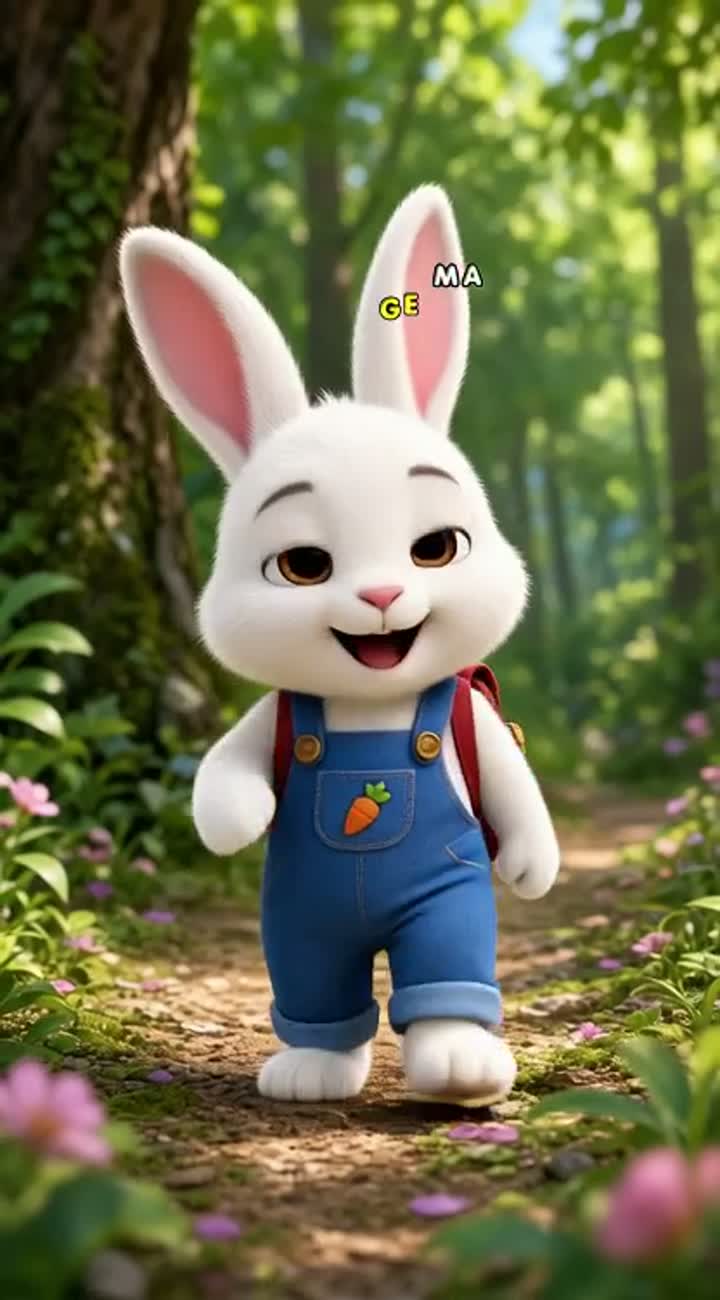 Original, adorable 3D cartoon rabbit for a children's animated series — AI cartoon
