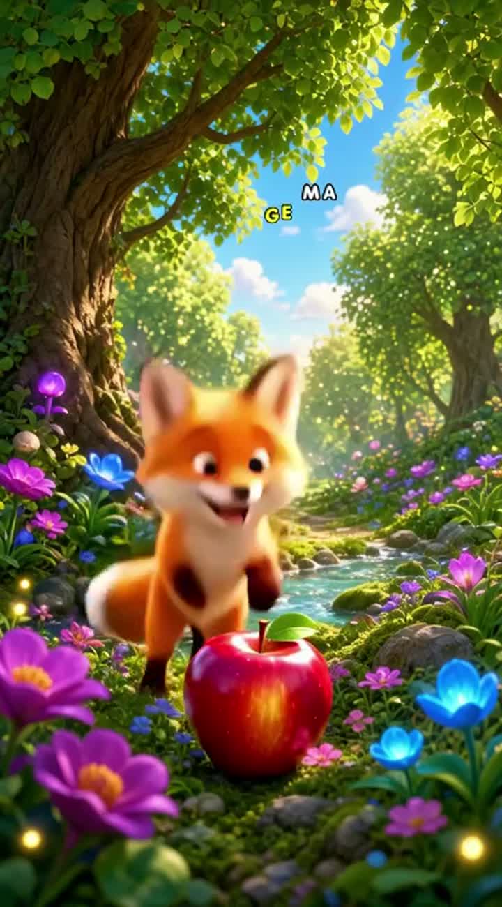 Kiko and the Big Red Apple — AI cartoon