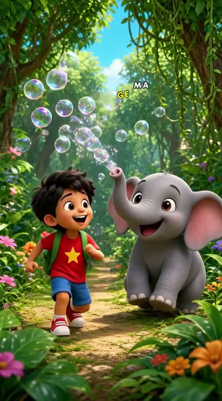 Cute 3D cartoon Indian boy named Chintu meets a friendly baby… — AI cartoon