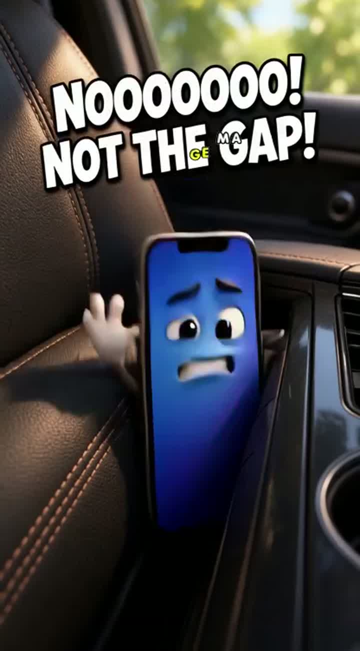 The Phone That Hated Car Seat Gaps — AI cartoon