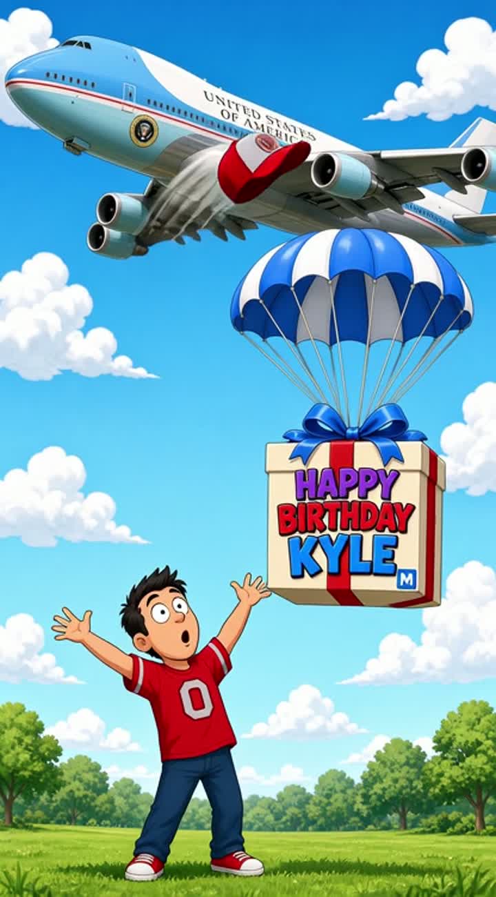 Humorous, family-friendly cartoon scene of a large presidential… — AI cartoon