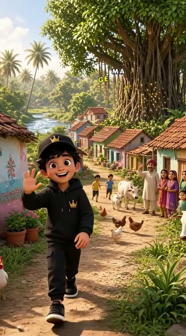 High-quality 3D cartoon animation in a colorful South Asian… — AI cartoon