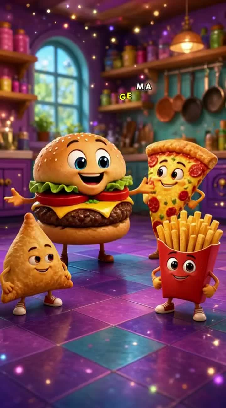 Funny 3D cartoon food video for YouTube Shorts — AI cartoon