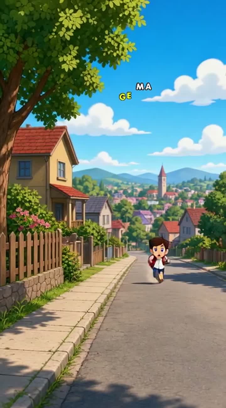 A normal boy walks home from school — AI cartoon