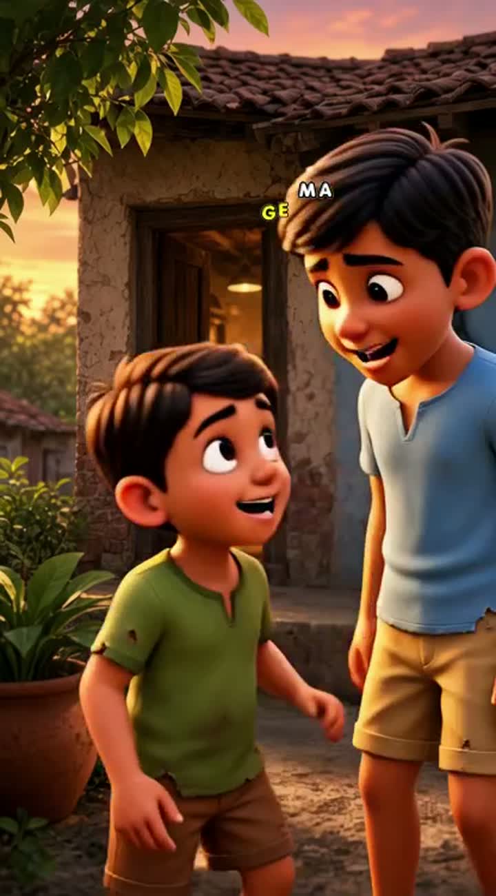 Vertical 9:16 3D cartoon animated motivational story about two… — AI cartoon