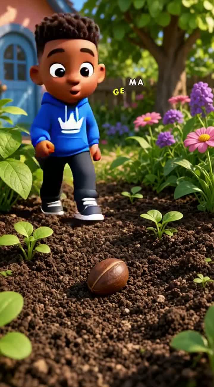 Beautiful 3D animated cartoon video titled "Kanu and the Magic Seed" — AI cartoon