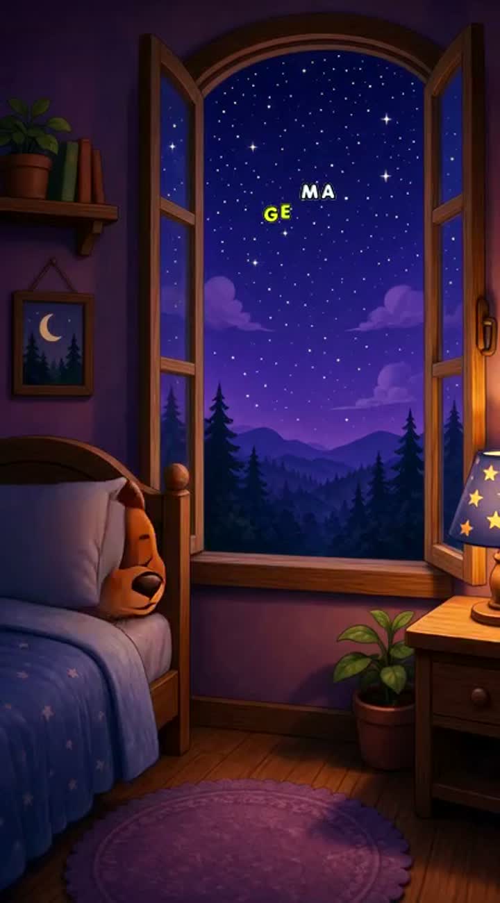 Bear Can't Sleep - Bear counts stars instead of sheep… — AI cartoon