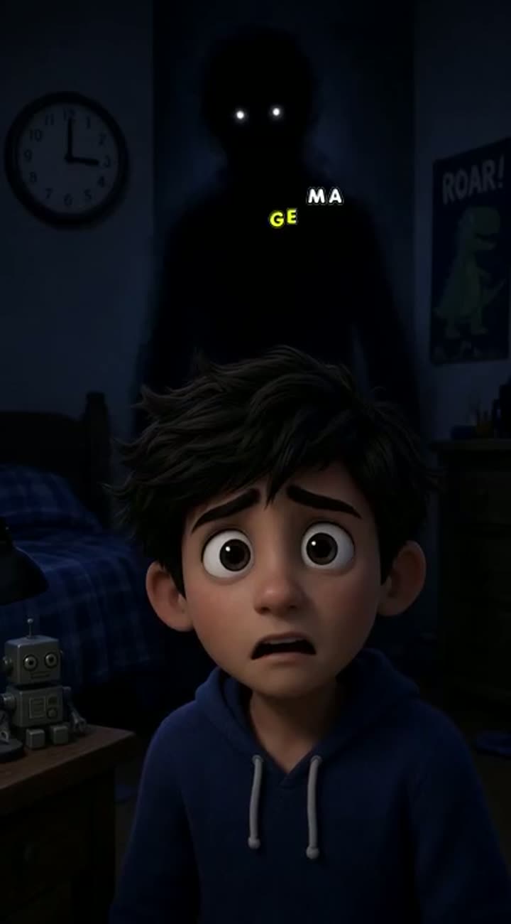 Vertical 9:16 3D cartoon horror short for YouTube Shorts — AI cartoon