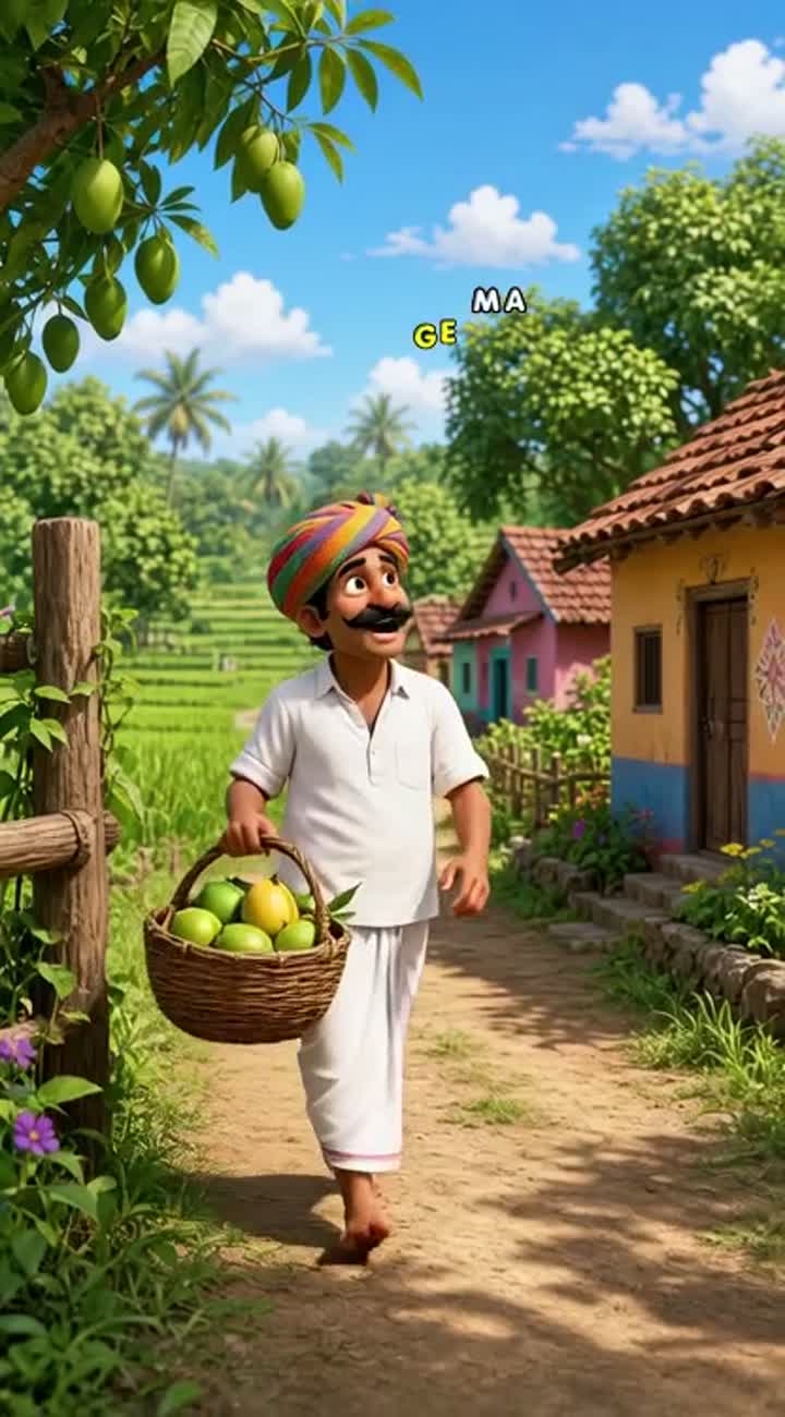 Beautiful professional 3D animated Indian village cartoon story — AI cartoon