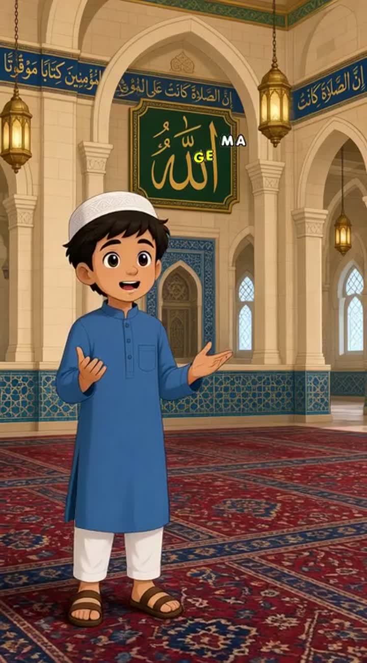 Animation cartoons video voice over Urdu aboy stand in masjid… — AI cartoon