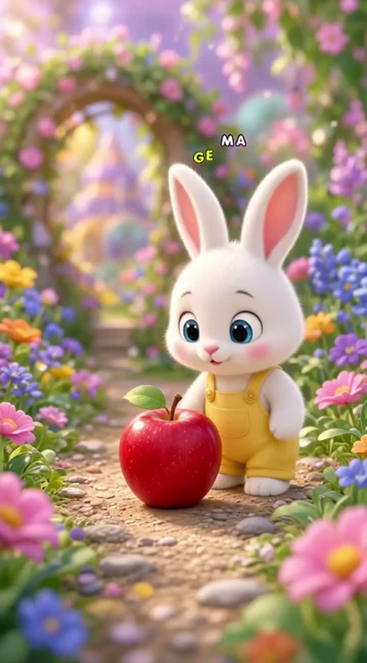 A cute little white bunny with big blue eyes… — AI cartoon