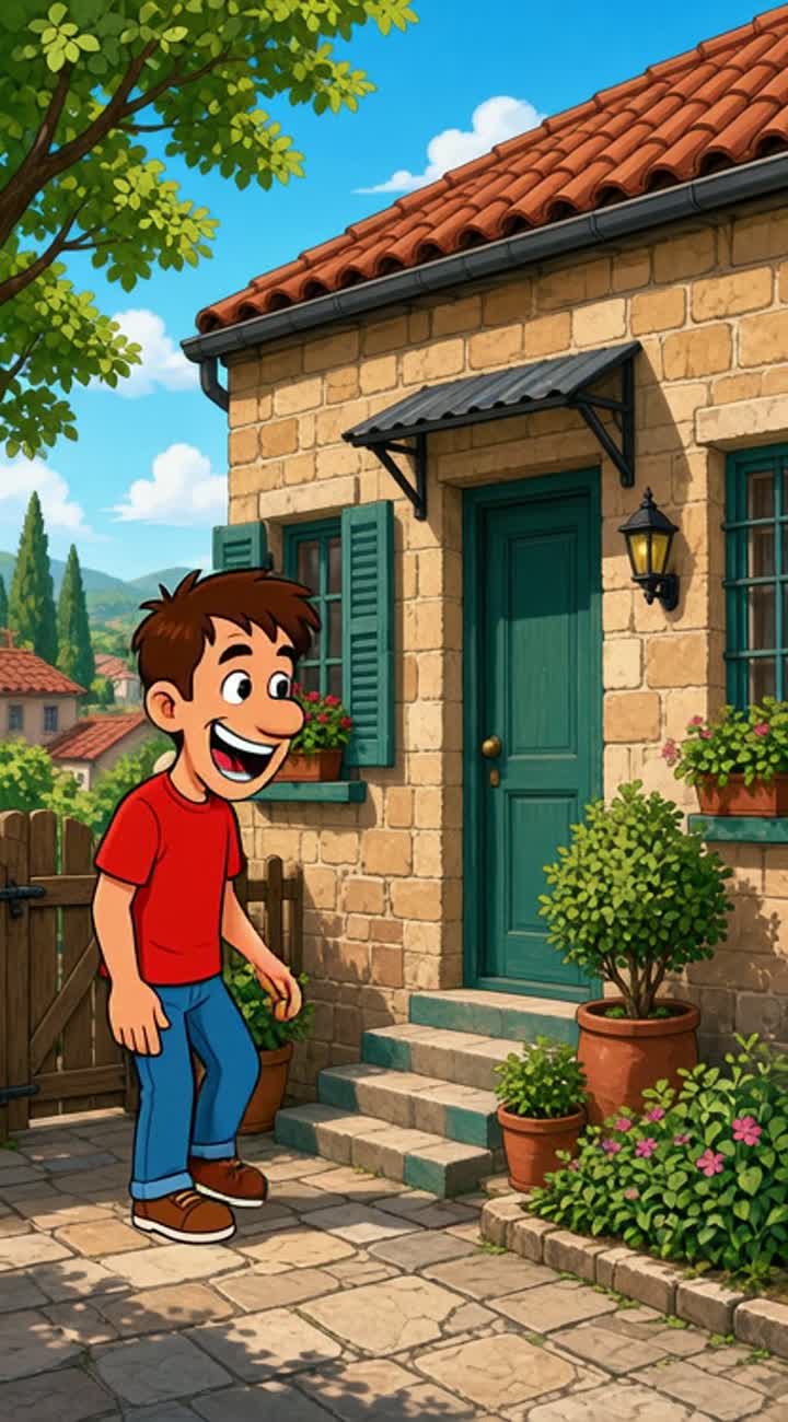 Labi: "O Toto, çohu bre, hajde dalim me pi ka ni kafe! — AI cartoon