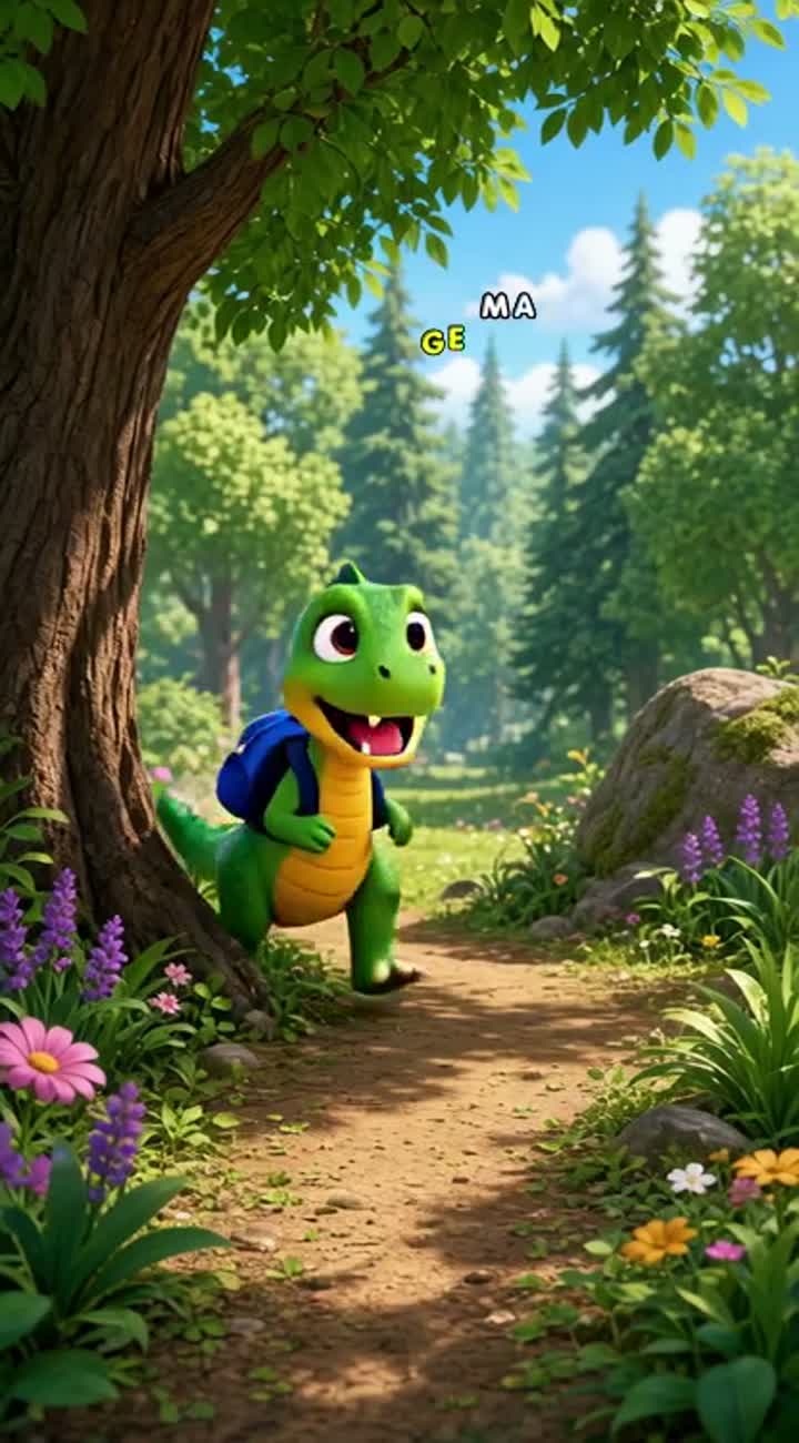 Benny the little dinosaur a cute, friendly… — AI cartoon