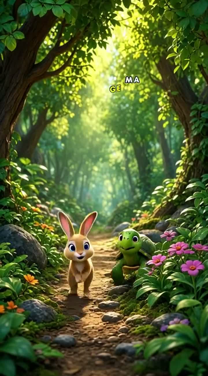 Beautiful 3D Bengali children's cartoon featuring a small rabbit… — AI cartoon