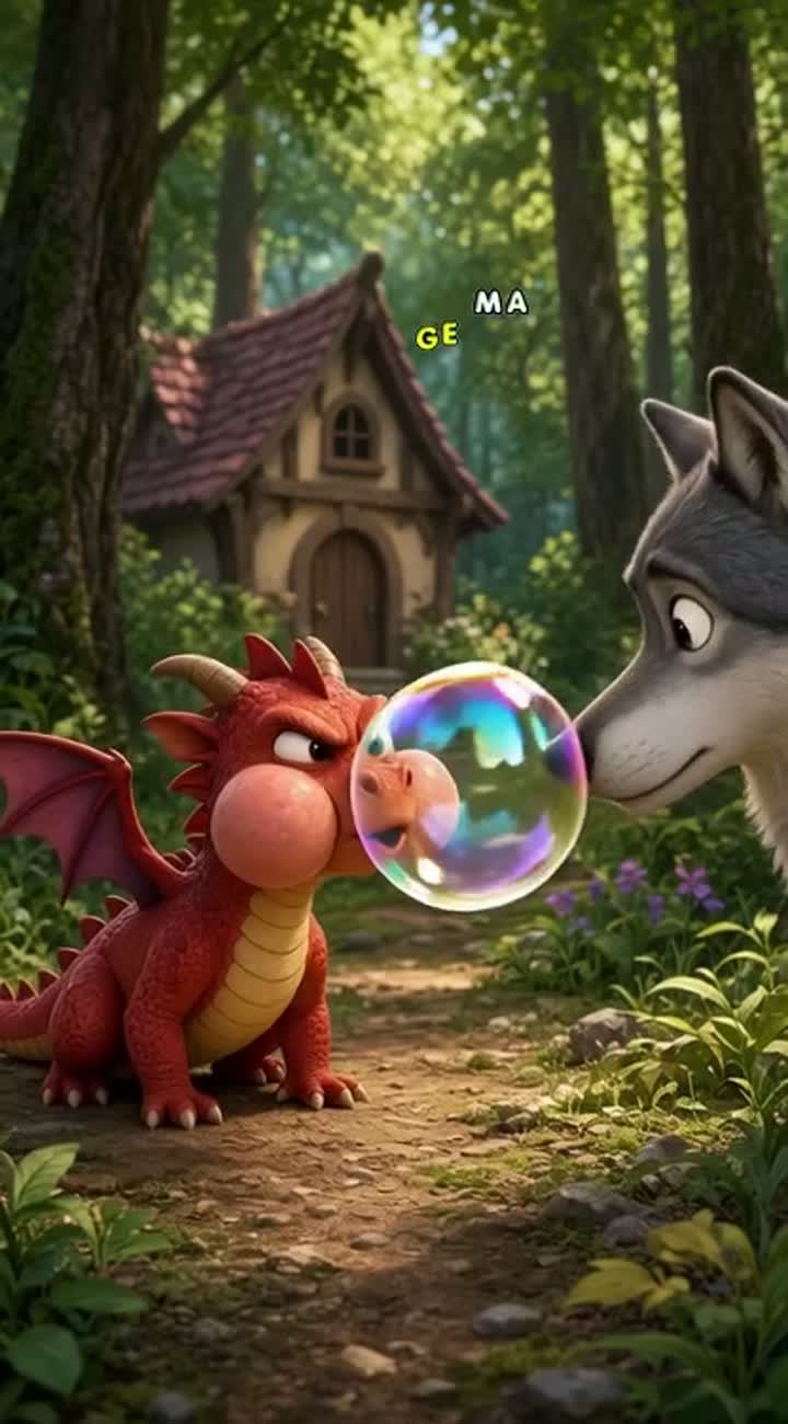 Short, continuous animated cartoon shot — AI cartoon