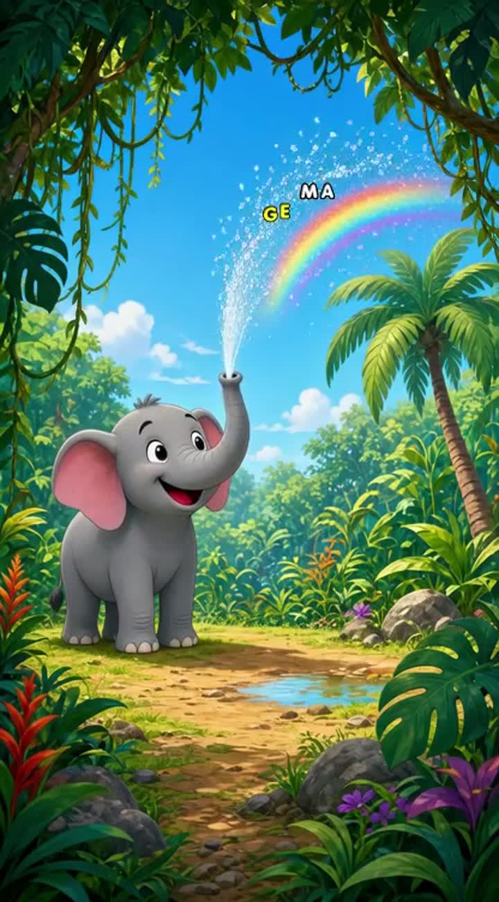 The Elephant Who Made It Rain — AI cartoon