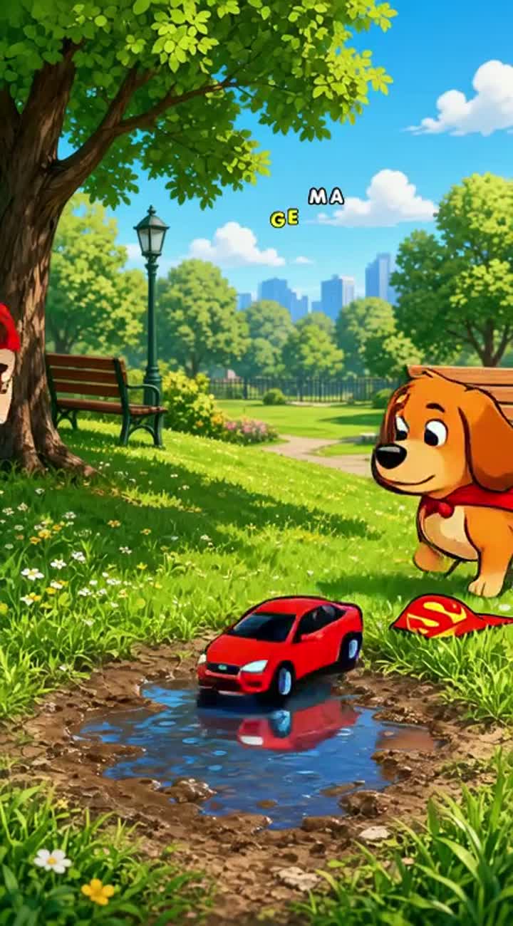 Scene 1 - "The Hero Arrives — AI cartoon