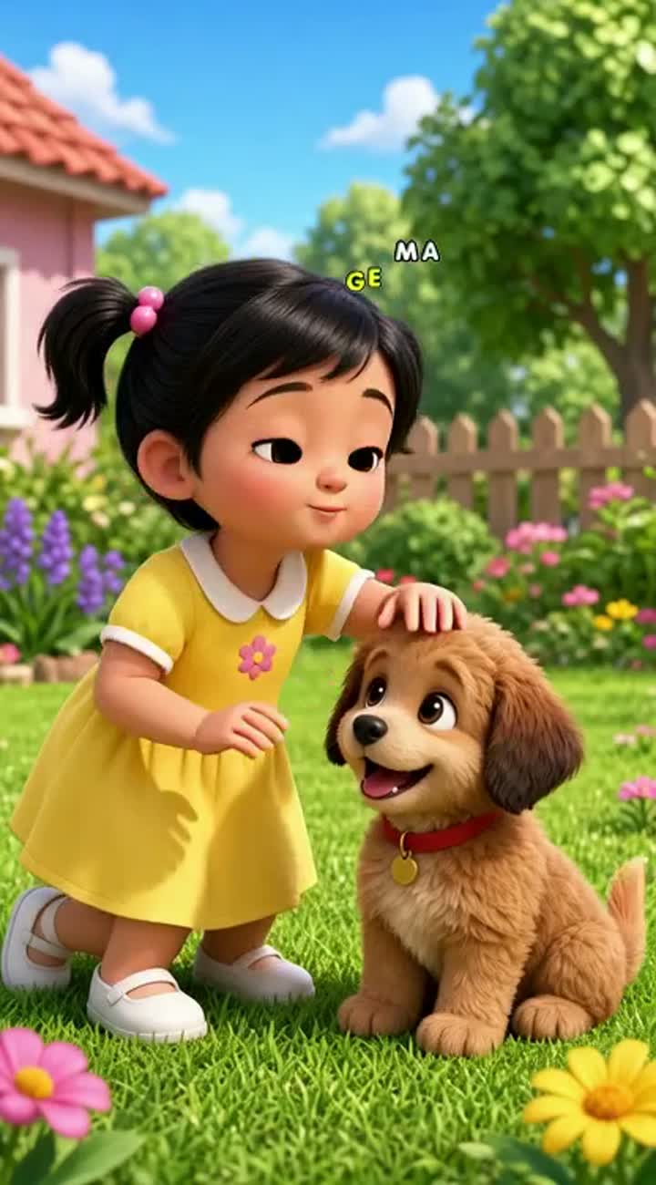 Sara is a 3-year-old Pakistani girl with black ponytails… — AI cartoon