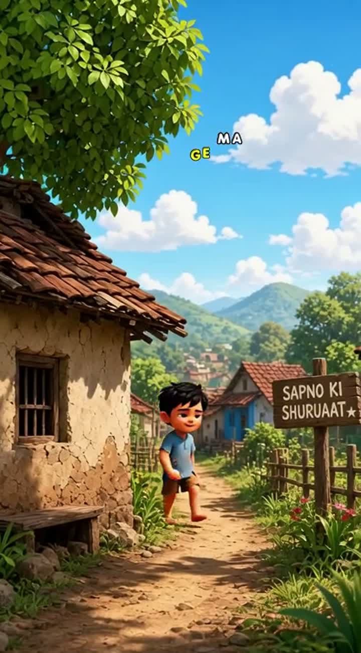 A poor little boy living in a small village dreams of becoming… — AI cartoon
